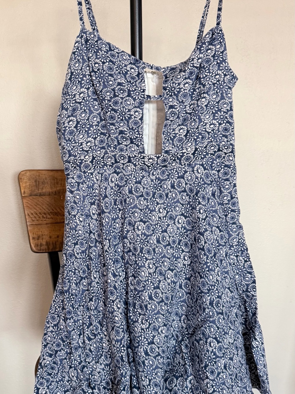Blue and White Floral Sundress - Lightweight Spaghetti Strap Dress